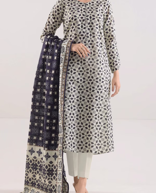 Unstitched 3-Piece Lawn Suit – Ivory | Saya | Annisafashion