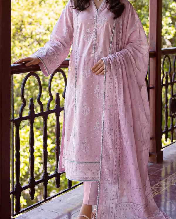 Unstitched 3-Piece Lawn Suit – Baby Pink | Saya | Annisafashion