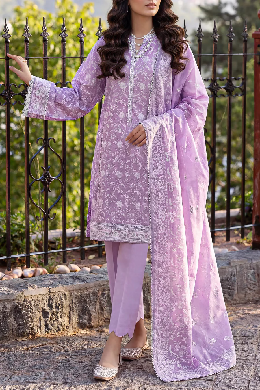Unstitched 3-Piece Lawn Suit – Lilac | Saya | Annisafashion