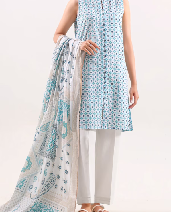 Unstitched 3-Piece Lawn Suit – white | Saya | Annisafashion