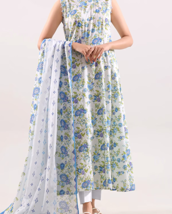 Unstitched 3-Piece Lawn Suit – White | Saya | Annisafashion