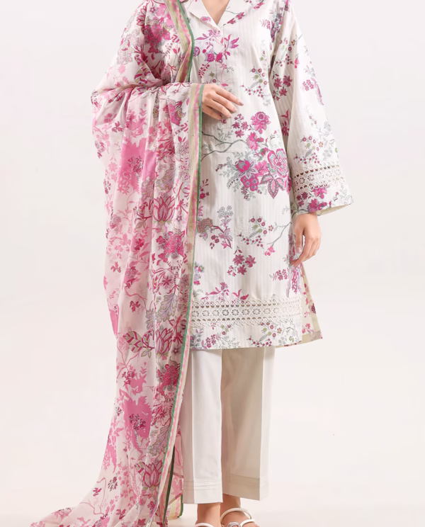 Unstitched 3-Piece Lawn Suit – Cream | Saya | Annisafashion