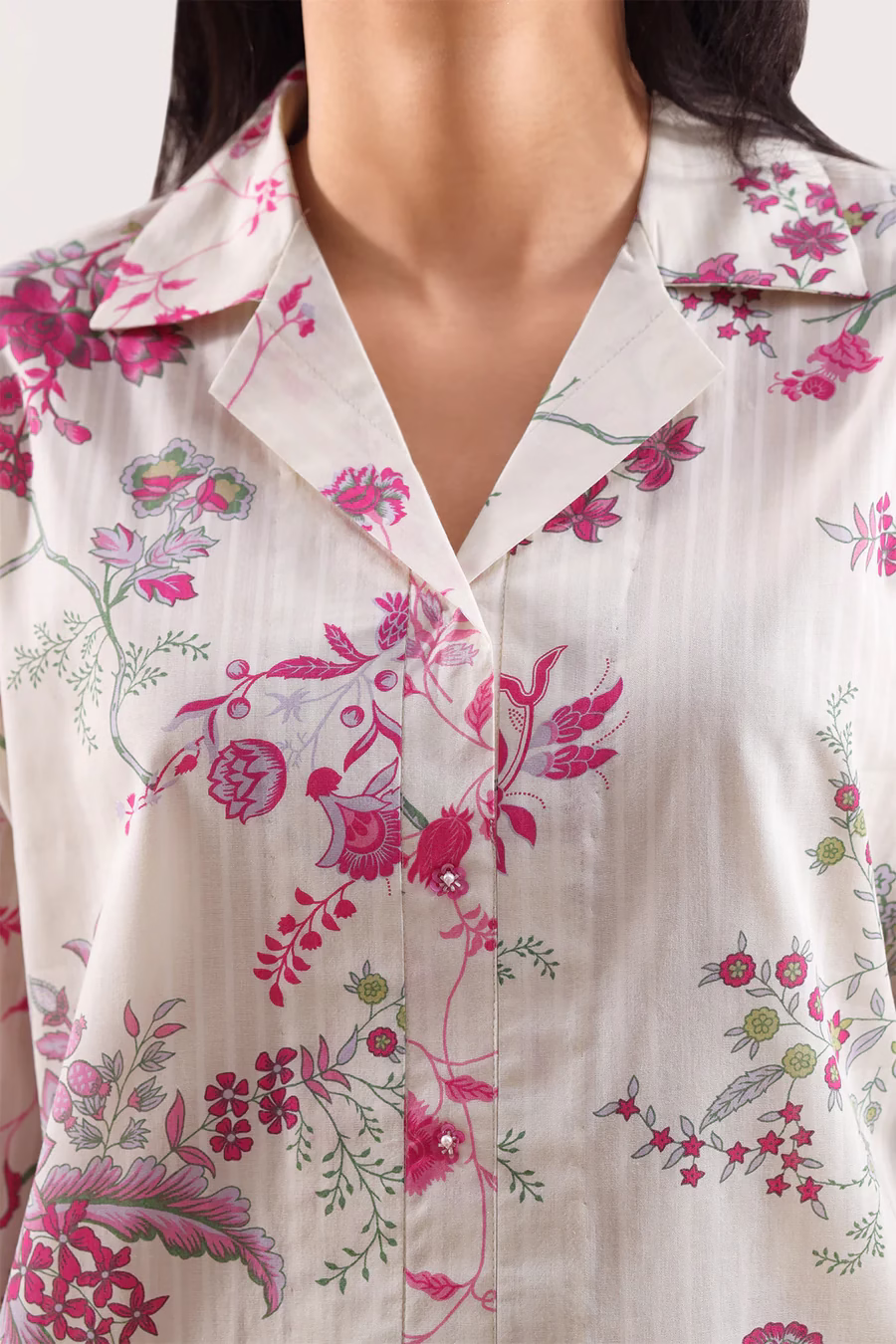 Unstitched 3-Piece Lawn Suit – Cream | Saya | Annisafashion - Image 2