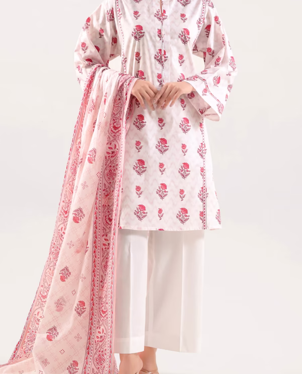 Unstitched 3-Piece Lawn Suit – Cream | Saya | Annisafashion