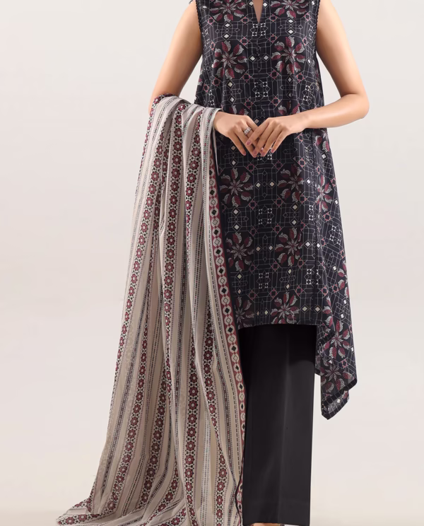 Unstitched 3-Piece Lawn Suit – Black | Saya | Annisafashion