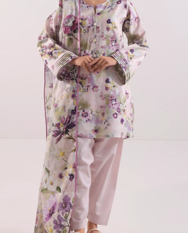 Unstitched 3-Piece Lawn Suit – Light Purple | Saya | Annisafashion