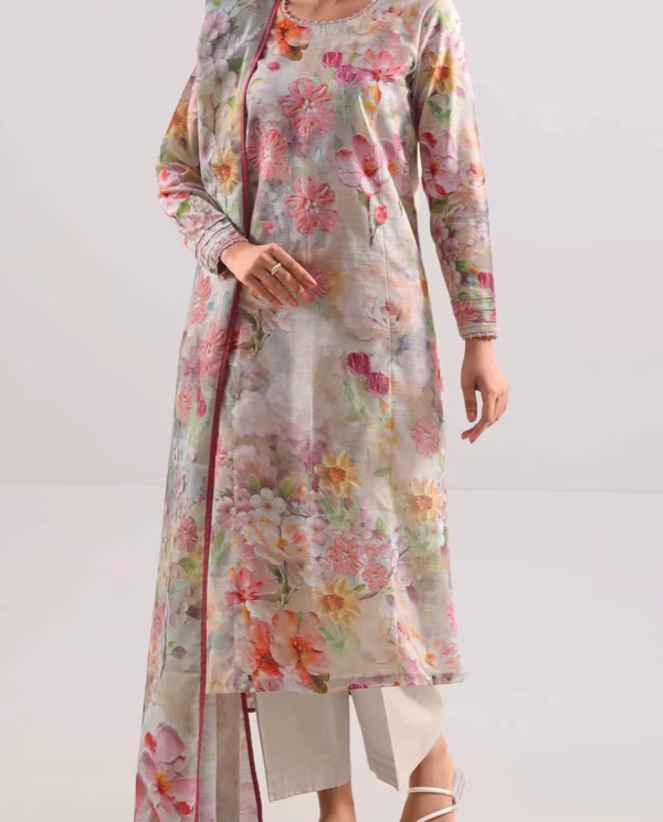 Unstitched 3-Piece Lawn Suit – Peach | Saya | Annisafashion