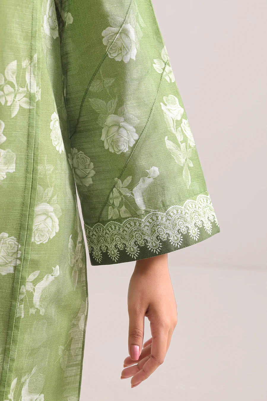 Unstitched 3-Piece Lawn Suit – Green | Saya | Annisafashion - Image 3