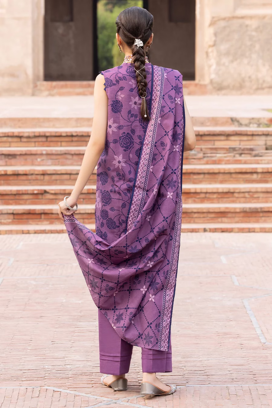 Unstitched 3-Piece Lawn Suit – Mauve | Saya | Annisafashion - Image 5