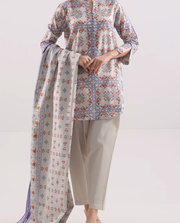 Unstitched 3-Piece Lawn Suit – Ivory | Saya | Annisafashion