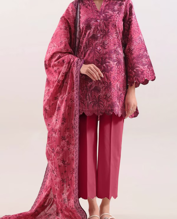 Unstitched 3-Piece Lawn Suit – Raspberry Red | Saya | Annisafashion